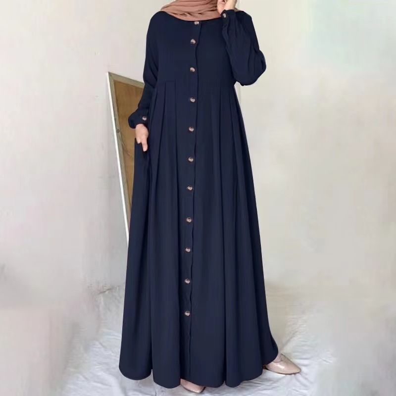 New Product Selection: Cross border Foreign Trade Spring and Autumn Long Skirt, Large Size Muslim Women's Wear, Loose Temperament Commuter Long Robe Dress