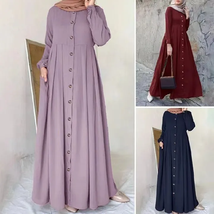 New Product Selection: Cross border Foreign Trade Spring and Autumn Long Skirt, Large Size Muslim Women's Wear, Loose Temperament Commuter Long Robe Dress