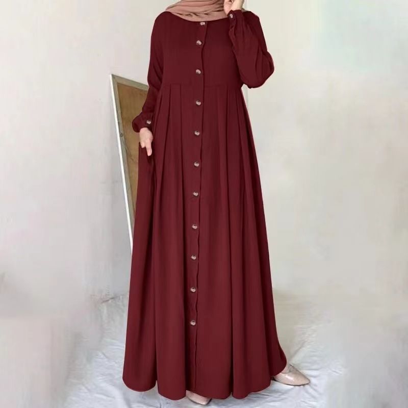 New Product Selection: Cross border Foreign Trade Spring and Autumn Long Skirt, Large Size Muslim Women's Wear, Loose Temperament Commuter Long Robe Dress