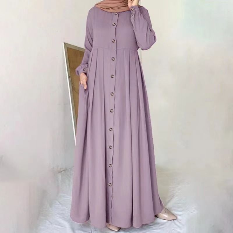 New Product Selection: Cross border Foreign Trade Spring and Autumn Long Skirt, Large Size Muslim Women's Wear, Loose Temperament Commuter Long Robe Dress