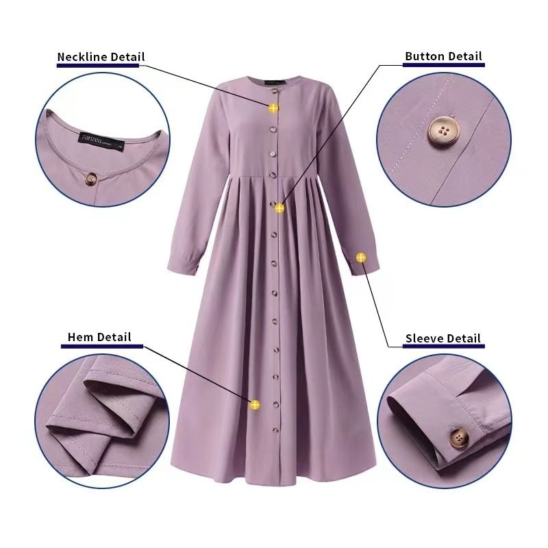 New Product Selection: Cross border Foreign Trade Spring and Autumn Long Skirt, Large Size Muslim Women's Wear, Loose Temperament Commuter Long Robe Dress