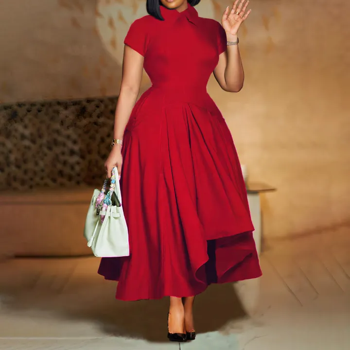 New Product Selection D514 Foreign Trade Women's Clothing Summer Fashion Style High Waist Banquet Grand Display Skirt Elegant Evening Party African Dress