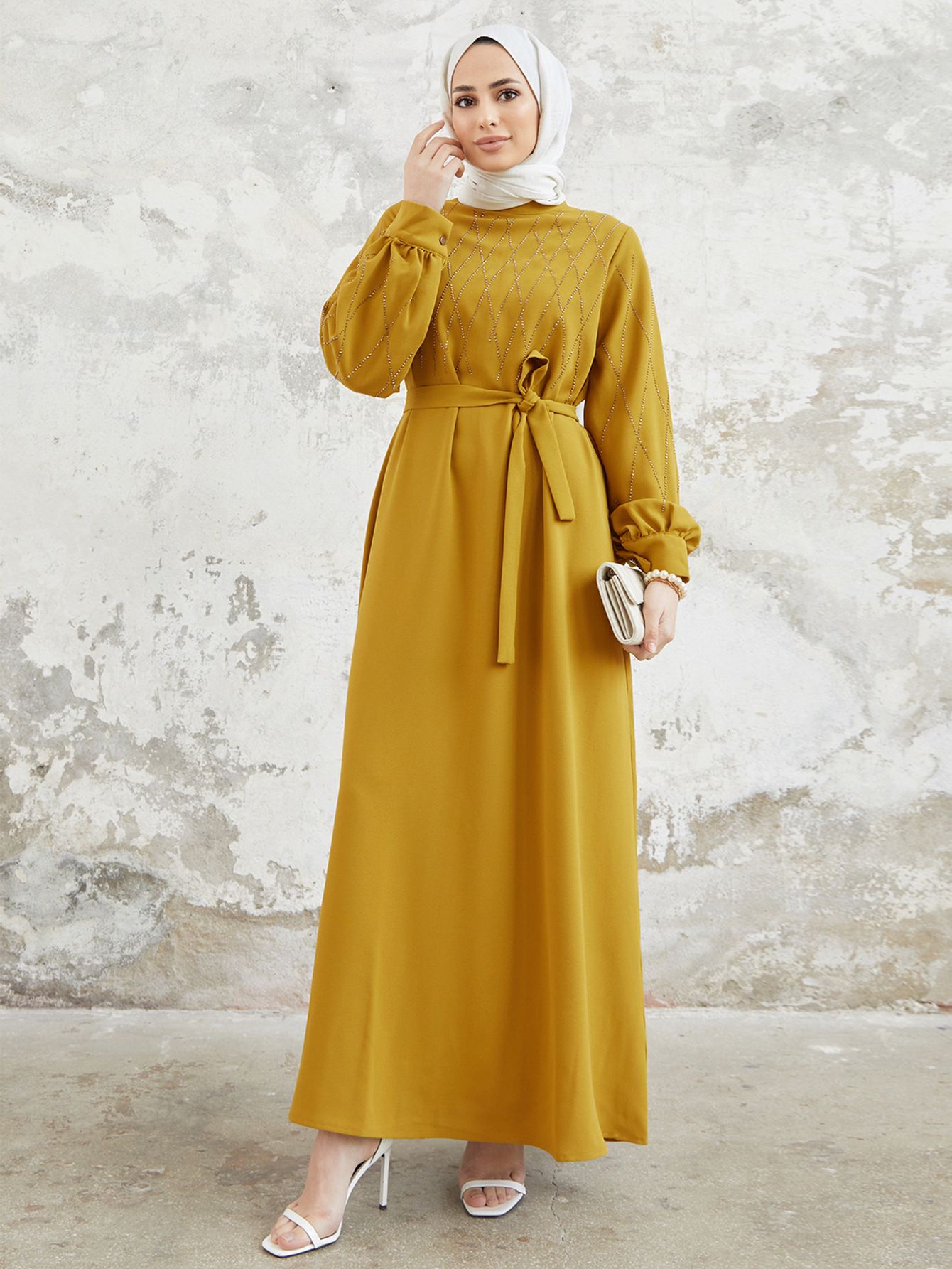New Product Selection 2203 # Middle East Women's Clothing Amazon Independent Station Hot selling Muslim Dress Fashion Hot Diamond Loose Long Dress