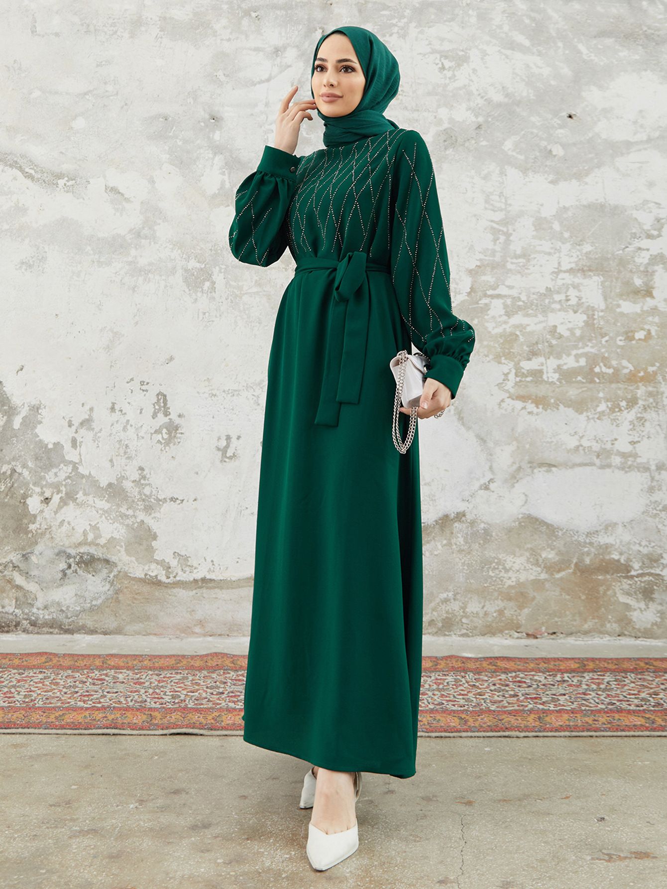 New Product Selection 2203 # Middle East Women's Clothing Amazon Independent Station Hot selling Muslim Dress Fashion Hot Diamond Loose Long Dress