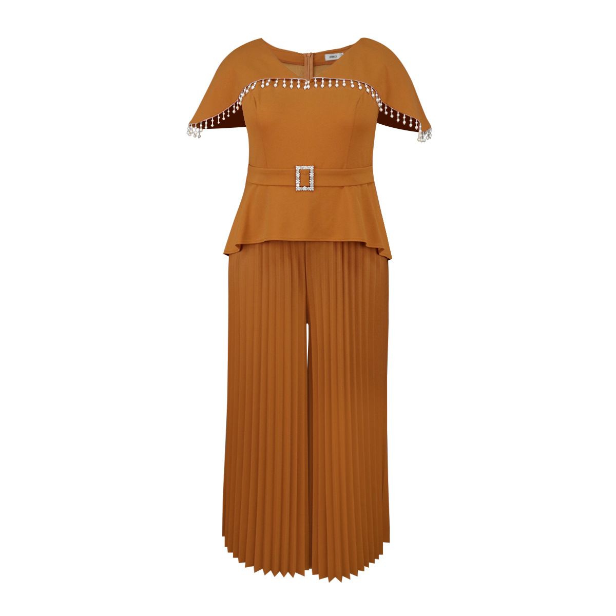 New Product Selection AM041033 Cross border New Cloak Sleeve High Waist jumpsuit Elegant Party Style Elegant Atmosphere Unique pleated skirt pants Jumpsuit