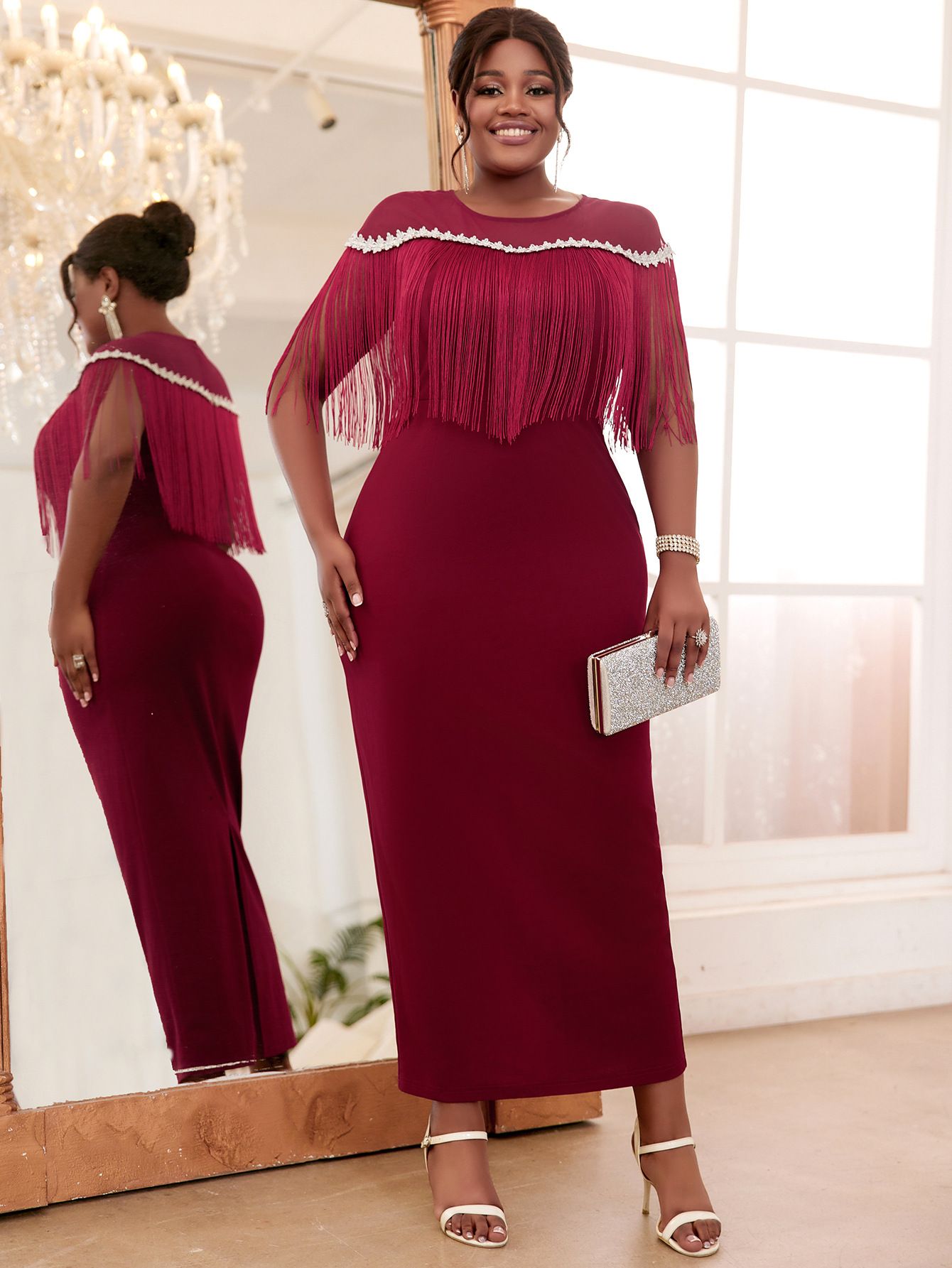 New Product Selection: AM040502 Cross border Banquet Evening Dress, Large Size, Elegant and Skinny Look, Su Qi Style, High Waist Dress, Party Dress