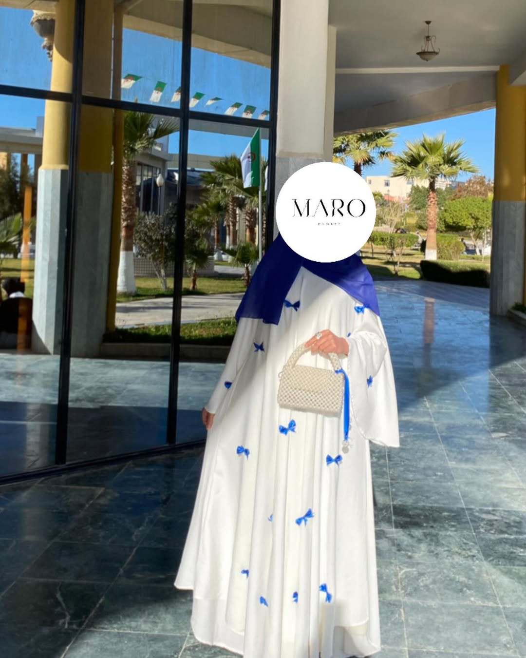 New Product Selection: Middle East Arab Women's Wear 2025 New Dubai Abaya Muslim Loose Horn Sleeve Bow Robe Dress