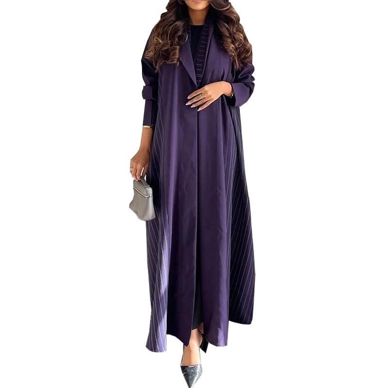 New Product Selection MQ178 Modest Muslim Fashion Cardigan Abaya New Elegant Long Dress Purple Long Sleeve Temperament Robe