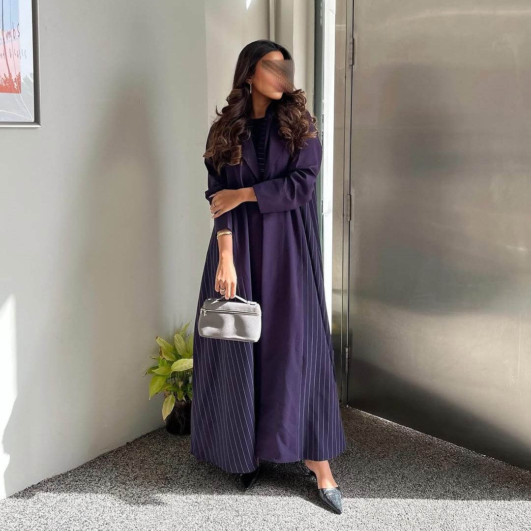 New Product Selection MQ178 Modest Muslim Fashion Cardigan Abaya New Elegant Long Dress Purple Long Sleeve Temperament Robe