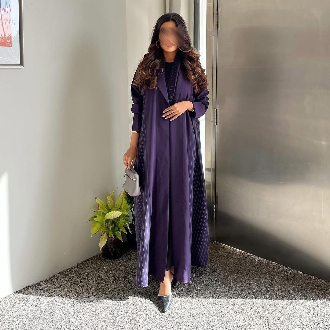 New Product Selection MQ178 Modest Muslim Fashion Cardigan Abaya New Elegant Long Dress Purple Long Sleeve Temperament Robe