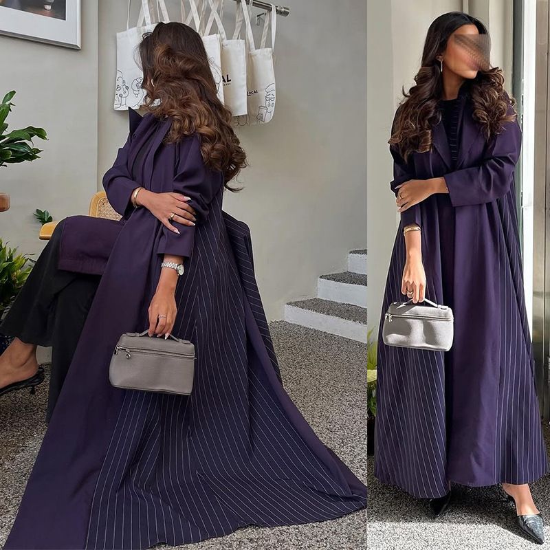 New Product Selection MQ178 Modest Muslim Fashion Cardigan Abaya New Elegant Long Dress Purple Long Sleeve Temperament Robe