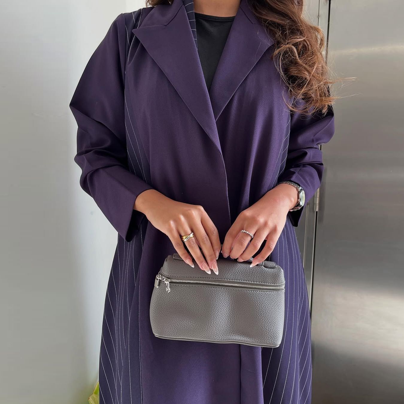 New Product Selection MQ178 Modest Muslim Fashion Cardigan Abaya New Elegant Long Dress Purple Long Sleeve Temperament Robe