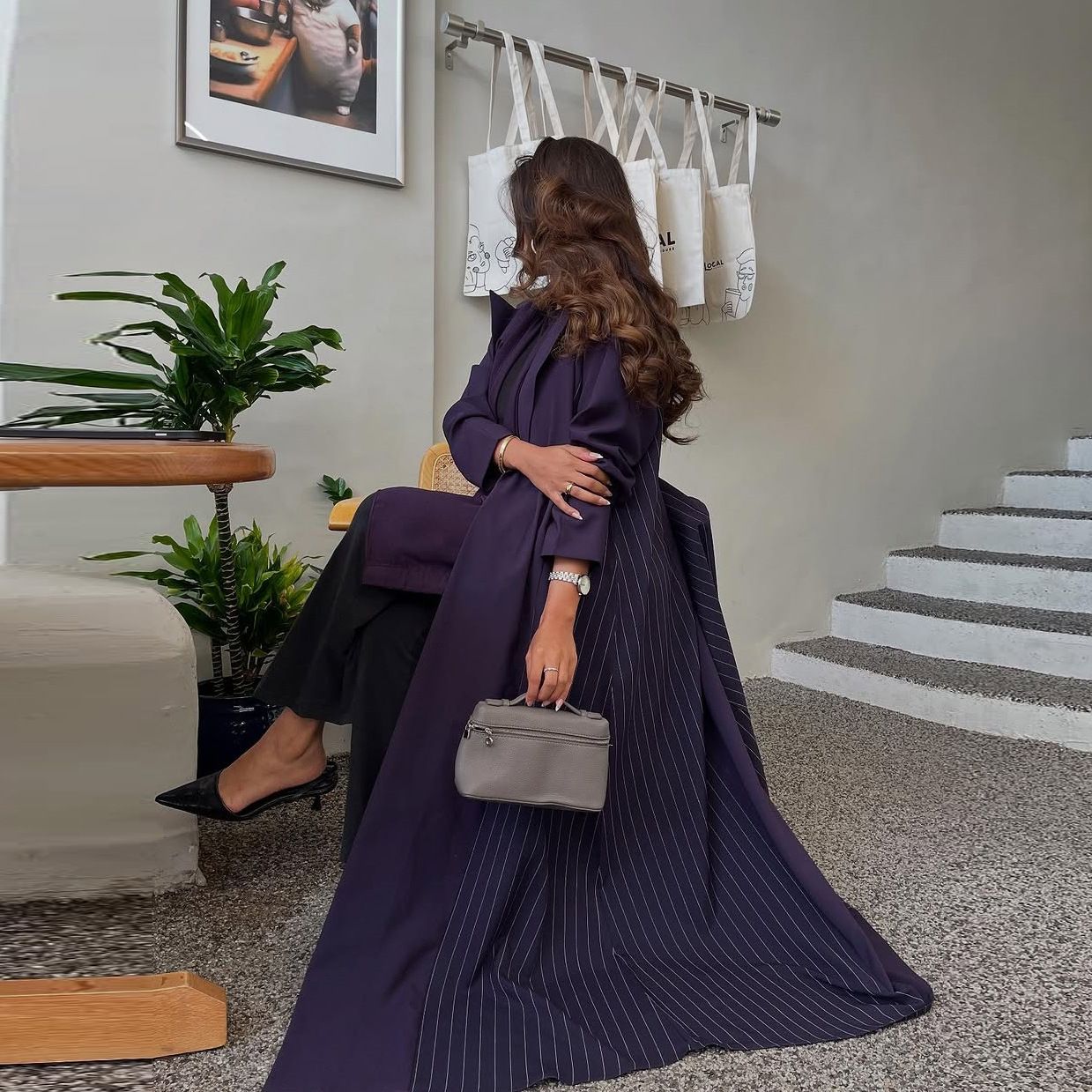 New Product Selection MQ178 Modest Muslim Fashion Cardigan Abaya New Elegant Long Dress Purple Long Sleeve Temperament Robe