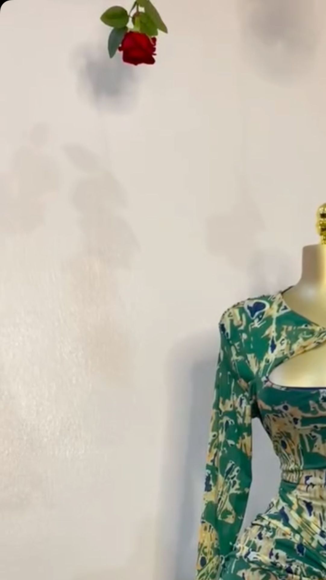 New Product Selection: European and American Women's Clothing 2025 Spring New Collection Sweet and Fresh Printed Hollow Collar Long Sleeve High Waist slimming Bag Hip Dress