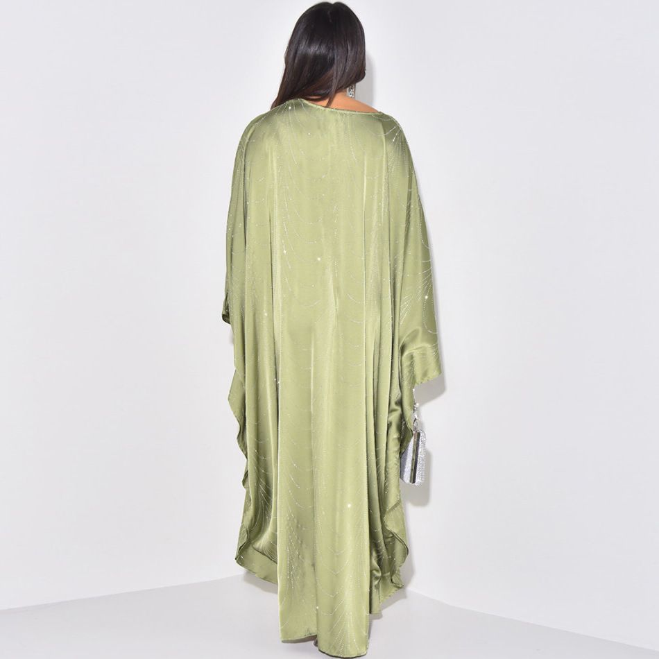 New Product Selection: MQ192 Middle East Modest 2025 Spring/Summer New Women's Fashion Loose Hot Diamond Abaya Robe Dress