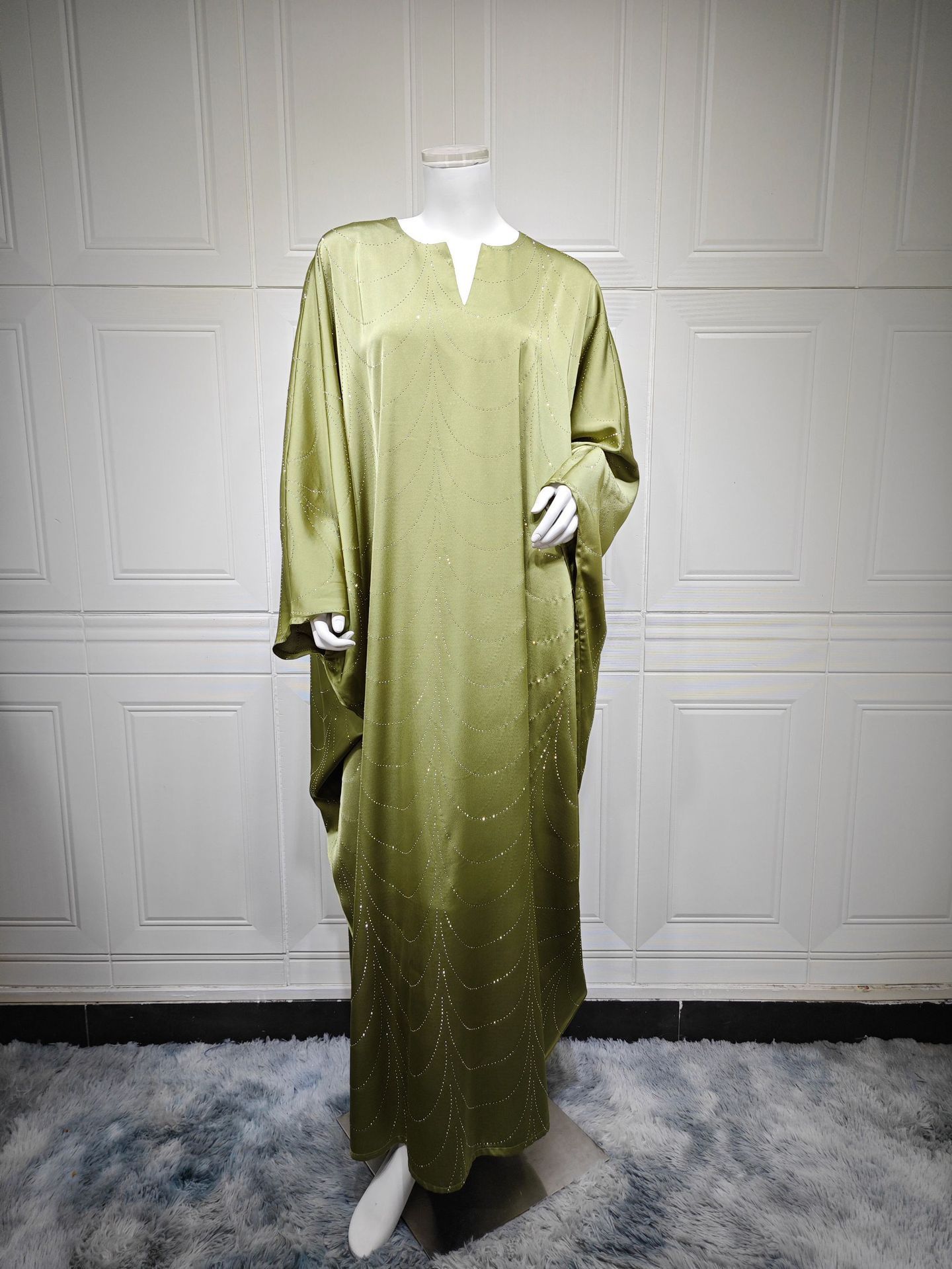 New Product Selection: MQ192 Middle East Modest 2025 Spring/Summer New Women's Fashion Loose Hot Diamond Abaya Robe Dress