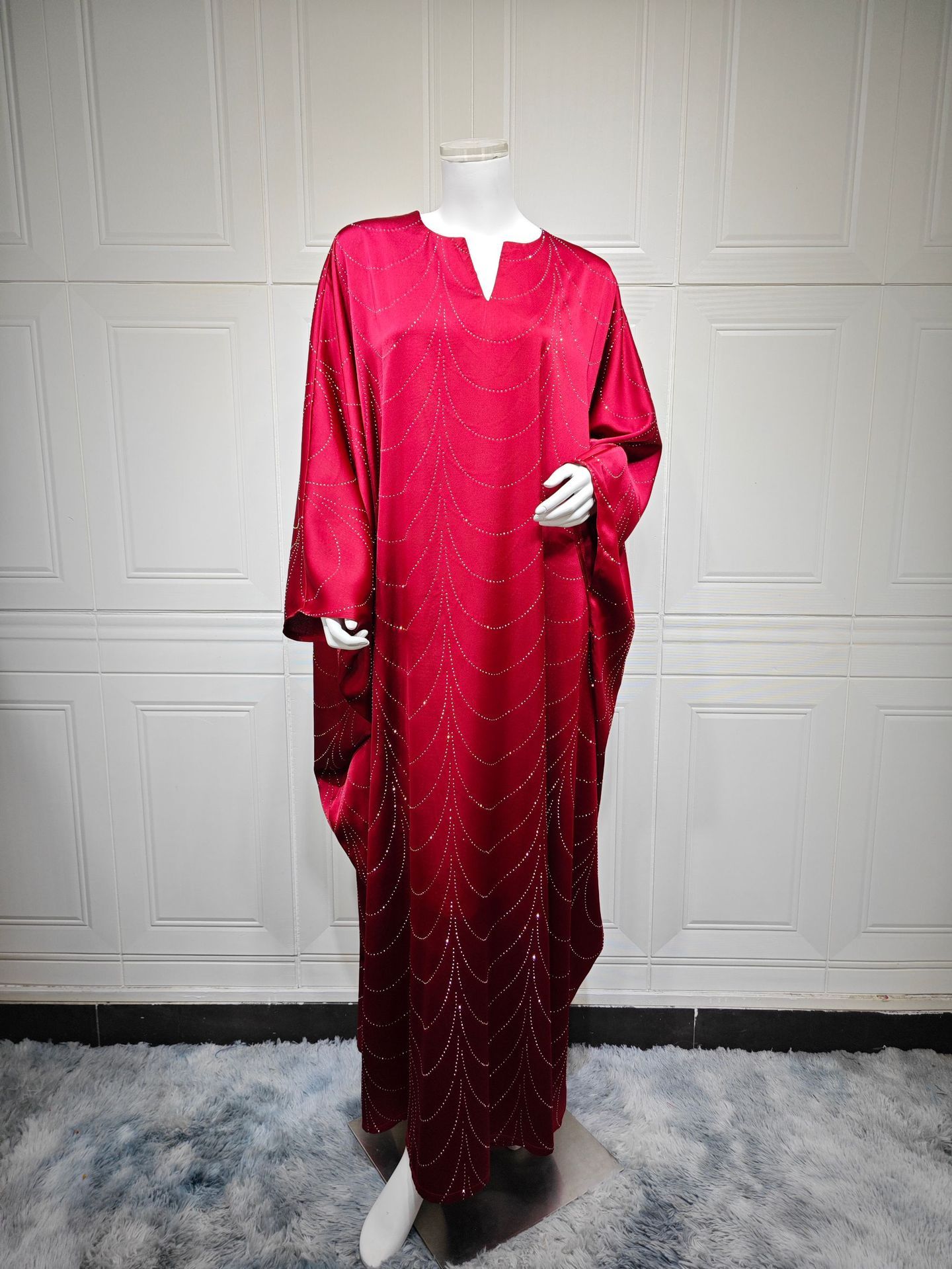 New Product Selection: MQ192 Middle East Modest 2025 Spring/Summer New Women's Fashion Loose Hot Diamond Abaya Robe Dress