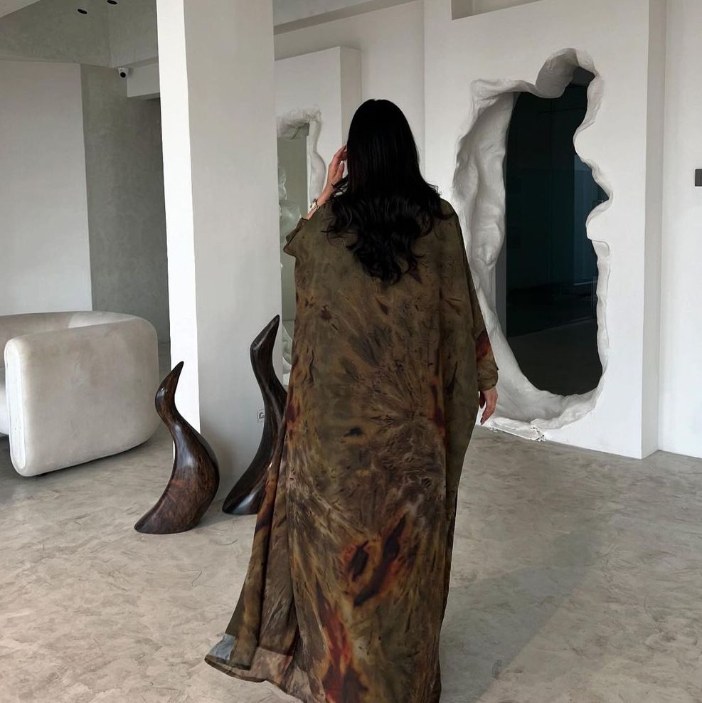 New Product Selection: MQ163modest Coat, Chiffon Printed Fashion Robe, Outer Dress, Outer Wear, Muslim Dubai Abaya