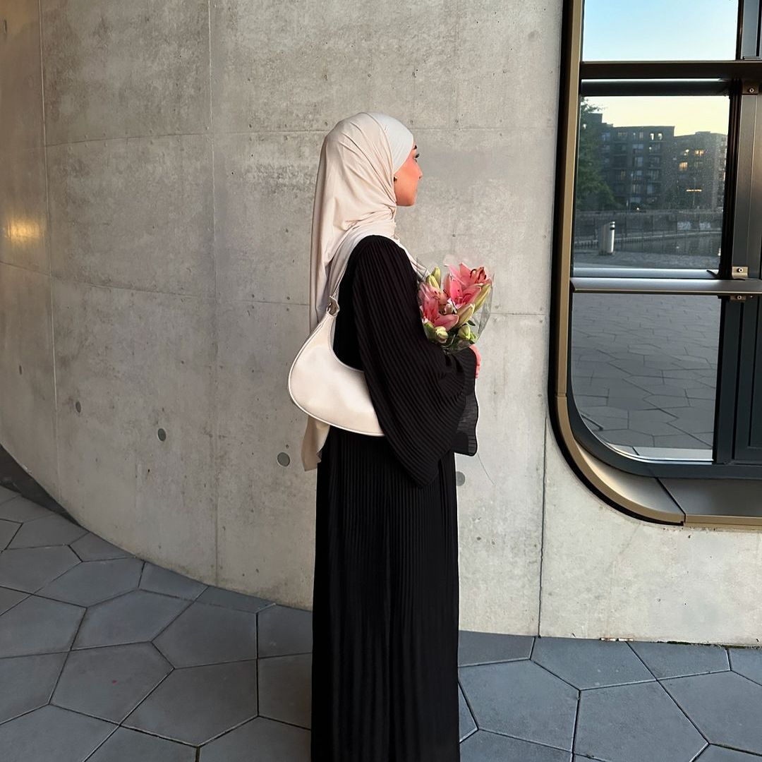 New product selection MQ155 Muslim Dubai pullover robe chiffon pleated dress Amazon Middle East solid color cross-border women's clothing