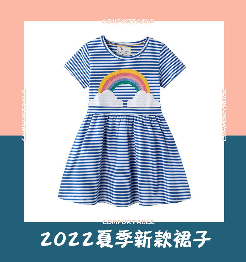 New Product Selection 2025 New Girls' Dress Summer Dress European and American Cartoon Cotton Little Girls' Elegant Skirt Children's Princess Skirt