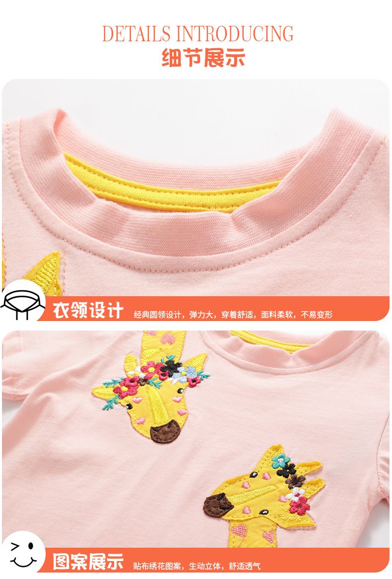 New Product Selection: Spring/Summer Children's New Style Girls' T-shirt, Cute Embroidered Short Sleeve Top for Girls' Summer Baby