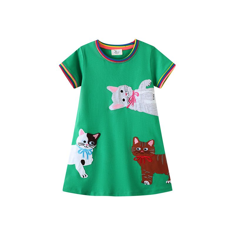 New Product Selection: Children's Clothing, European and American Fashion, Knitted Children's Clothing, Girls' Middle and Small Children's Cross border Princess Skirt, Girls' Short sleeved Dress