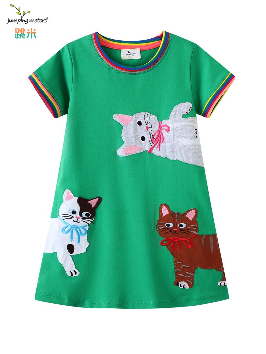 New Product Selection: Children's Clothing, European and American Fashion, Knitted Children's Clothing, Girls' Middle and Small Children's Cross border Princess Skirt, Girls' Short sleeved Dress