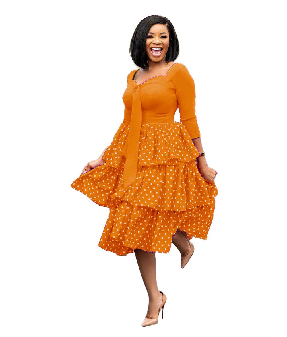 New product selection D117T European and American women's clothing foreign trade plus size cross-border dress slimming polka dot African dress