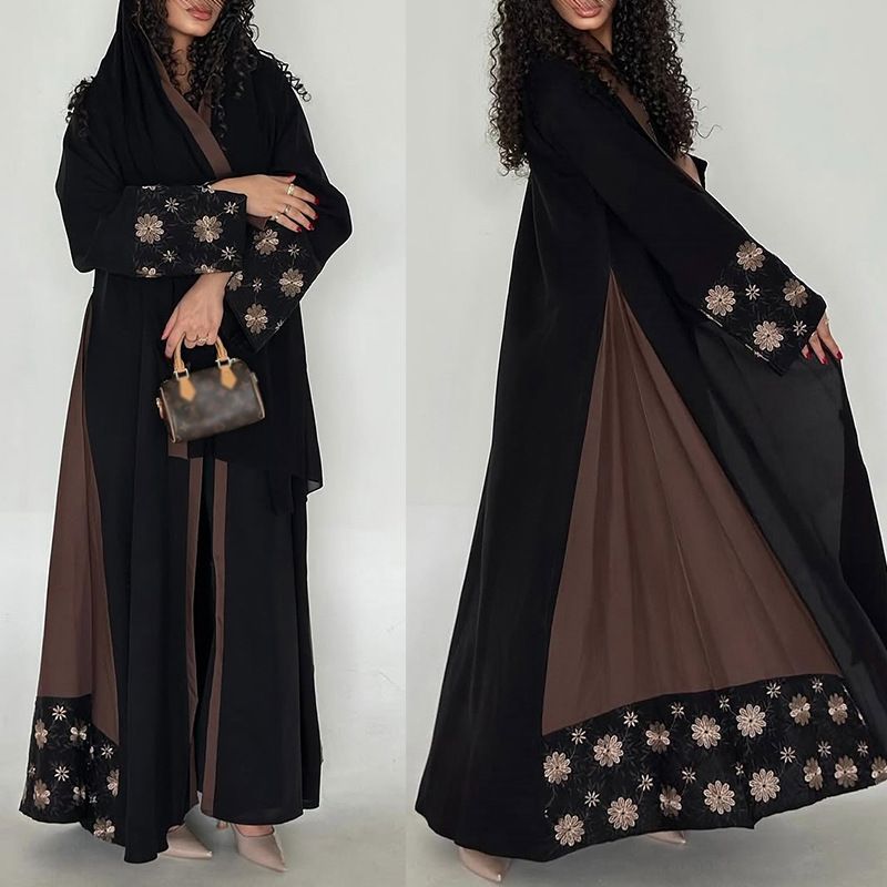 New Product Selection MQ187modest Modern Fashion Embroidered Long Coat Abaya Wear Muslim Dubai Embroidered Robe New Product
