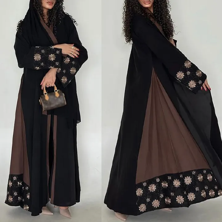 New Product Selection MQ187modest Modern Fashion Embroidered Long Coat Abaya Wear Muslim Dubai Embroidered Robe New Product