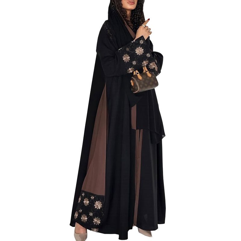 New Product Selection MQ187modest Modern Fashion Embroidered Long Coat Abaya Wear Muslim Dubai Embroidered Robe New Product