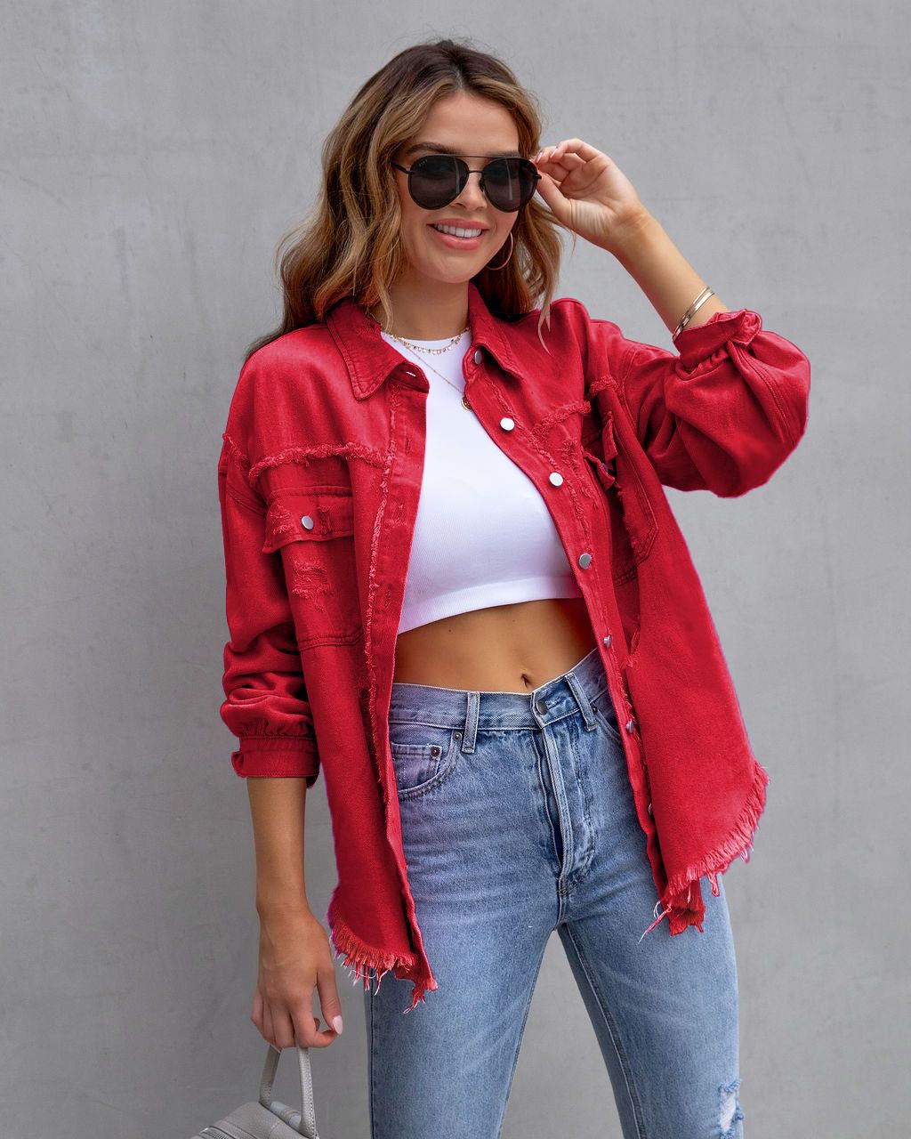 New Product Selection 2025 New European and American Style Medium Long Haired and Perforated Cowboy Coat for Women Autumn and Winter Long Sleeve Casual Collar Top