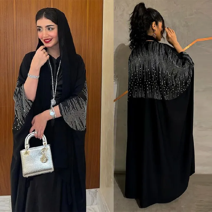 New Product Selection: MQ212 Modest2025 Hot Selling New Muslim Women's Hot Diamond Cardigan Robe, Middle Eastern Fashion Style Robe