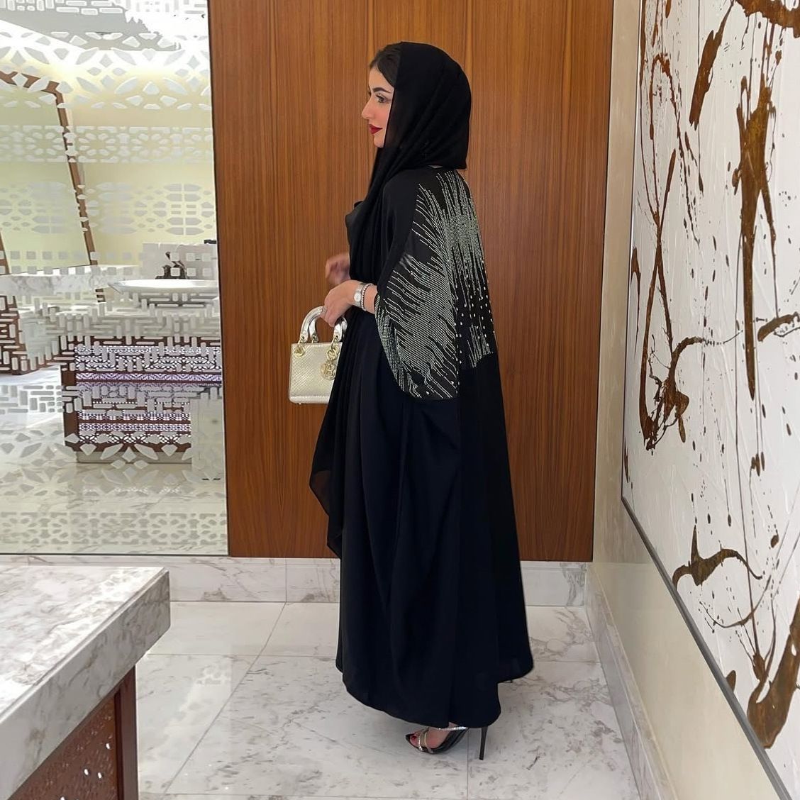 New Product Selection: MQ212 Modest2025 Hot Selling New Muslim Women's Hot Diamond Cardigan Robe, Middle Eastern Fashion Style Robe