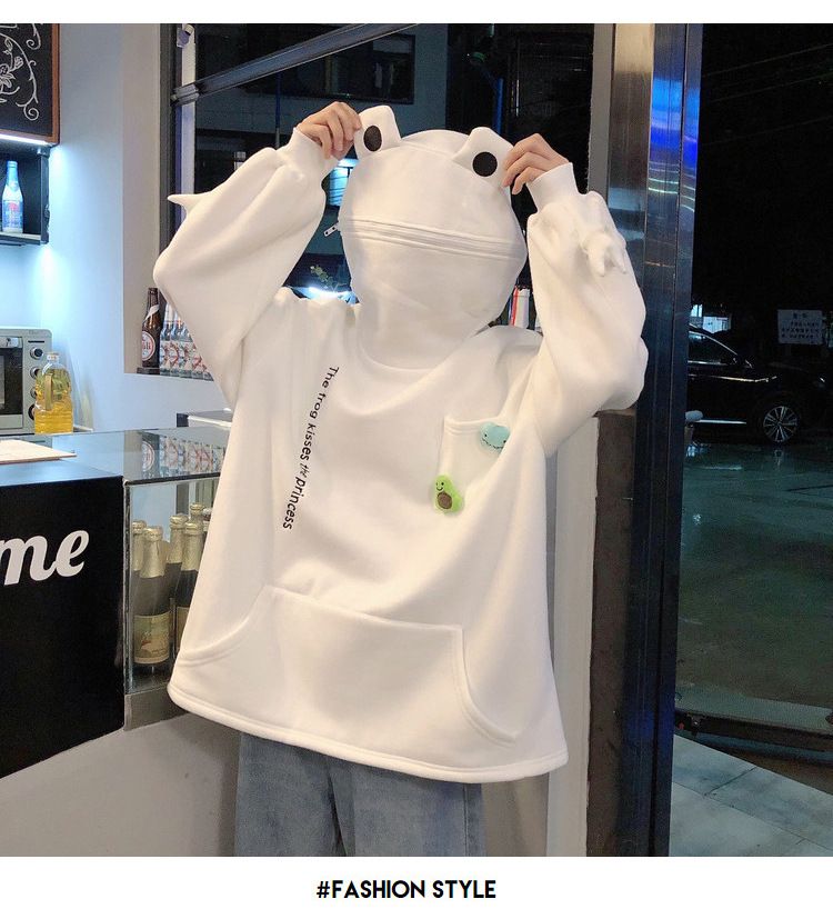 New product selection: Women's hoodie, Korean version, trendy autumn and winter couple's outfit, foreign trade frog pullover hoodie, women's hooded sweatshirt, men's and women's hooded sweatshirt with