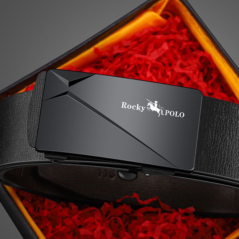 Men's PU leather toothless automatic buckle belt casual business fashion new men's versatile pure PU leather belt