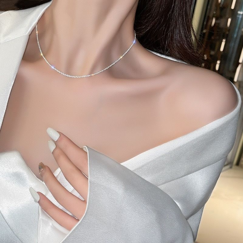 Starry Sky Sparkling Necklace for Women, Italian Clavicle Chain, Neck Chain, Simple Sparkling Element Chain, Stackable Design