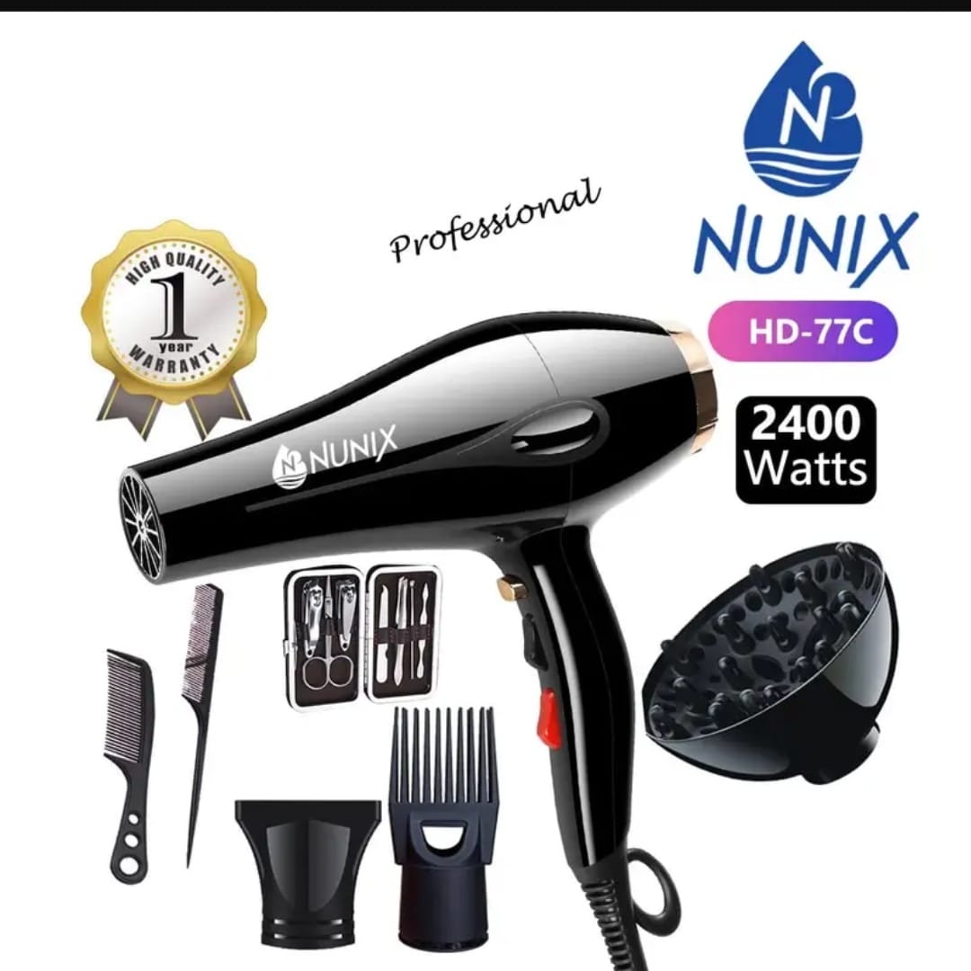 Nunix Proffesional Home And Salon Hair Dryer Blow Dry Machine. 2400W
