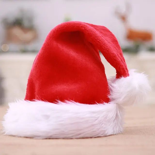 Christmas Decorations Long Plush Christmas Hat Red and White Adult Christmas Hat Holiday Party Dress Up Supplies