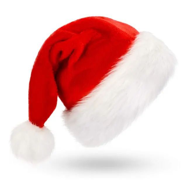 Christmas Decorations Long Plush Christmas Hat Red and White Adult Christmas Hat Holiday Party Dress Up Supplies