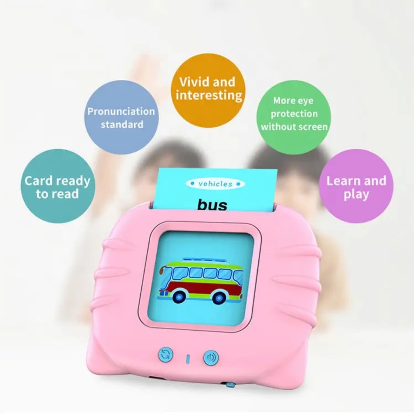 Educational Toddler Toy Flashcards Device,WONFAST 112PCS Double-Sided Illustrations Words Audible Preschool Learning Flash Cards Reader for Kids Boys Girls Birthday Christmas Children Gifts