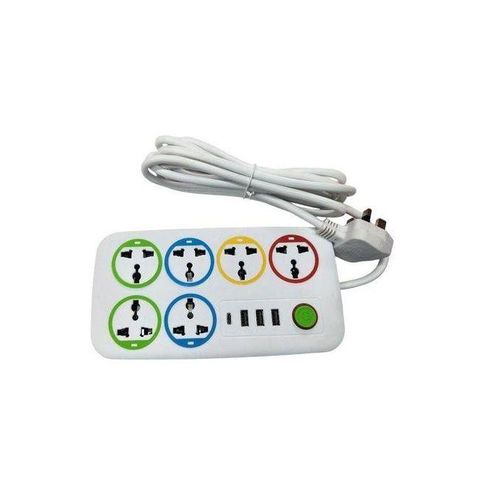Extension Cables 6 Way With 3 USB Ports Multiplug Power Extension Socket Power Cables.