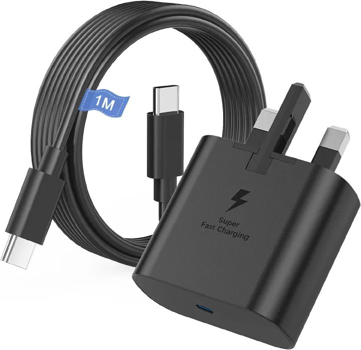 Samsung Fast Charger, Samsung USB C Charger Plug and Cable 1M USB C to Type C Charging Lead for Galaxy S25/S24/S23/S22/S21/S20/A17/A16/A15/A23/A25/A26/A32/A33/A34/A35/