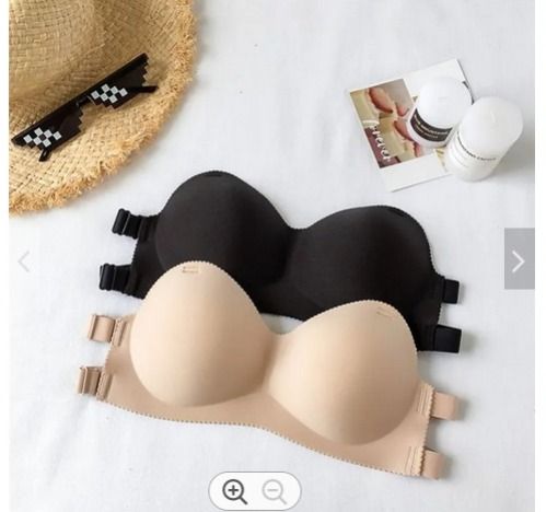 2 Pcs Strapless Bras (Free size-small and Medium Boobs) Colors: Black & Beige