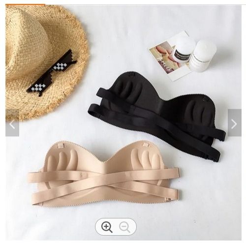 2 Pcs Strapless Bras (Free size-small and Medium Boobs) Colors: Black & Beige