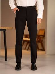 Black Official Trousers For Men-Slim Fit. Stretchy & Comfortable. Men's Black Official Pants. Sizes: 30-36.