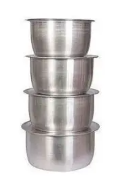 Generic 4Pcs Set Of Stainless Aluminum Sufuria Size 1 2 3 4 plus free frying pan -without Lids