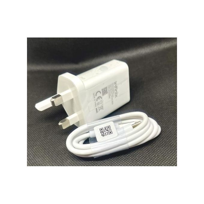 Infinix NOTE 30 PRO, Note 40, Note 40 Pro, Note 50i, Note 50 Pro, Note 50 Pro Plus 18W SUPER FAST Type -C CHARGER -White