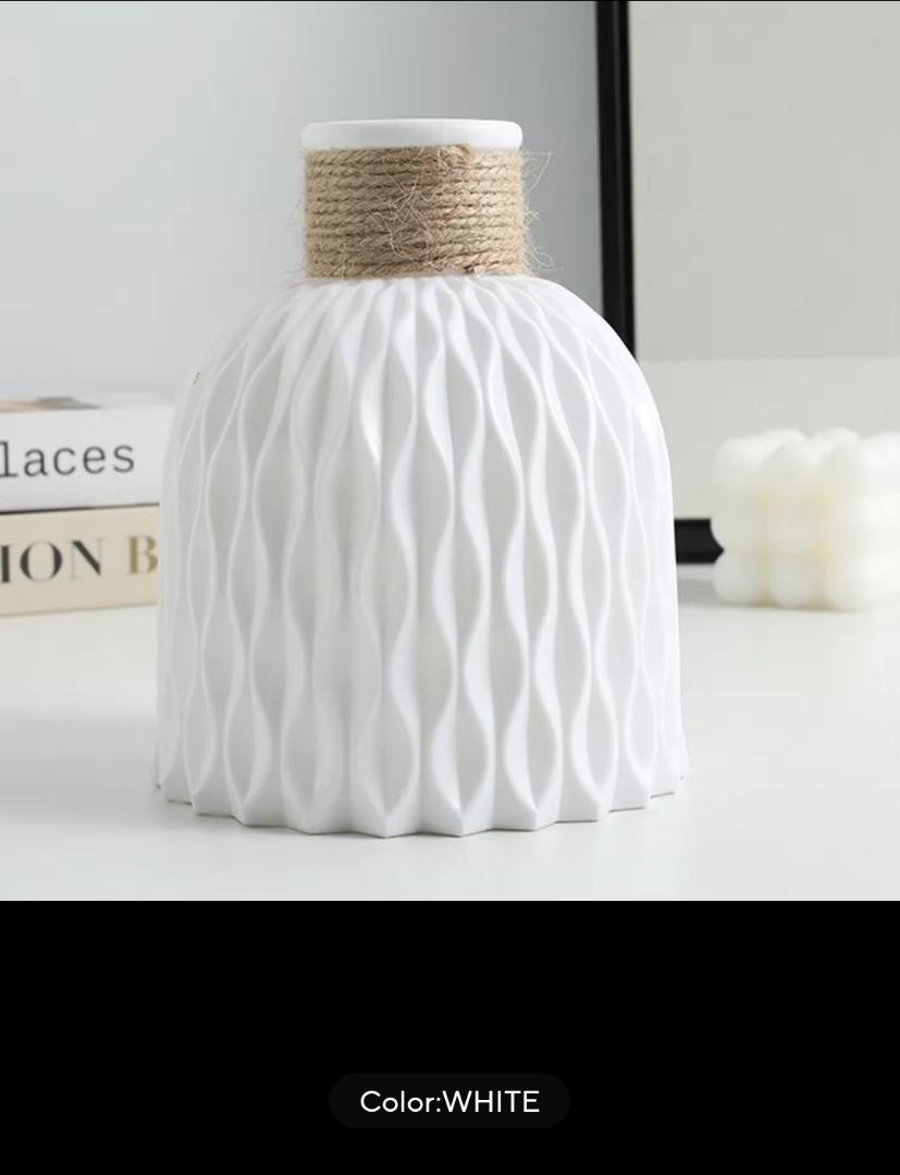Modern Flower Vase Imitation Ceramic Flower Pot Decoration Home Plastic Vase Flower Arrangement Nordic Style Home Decoration.