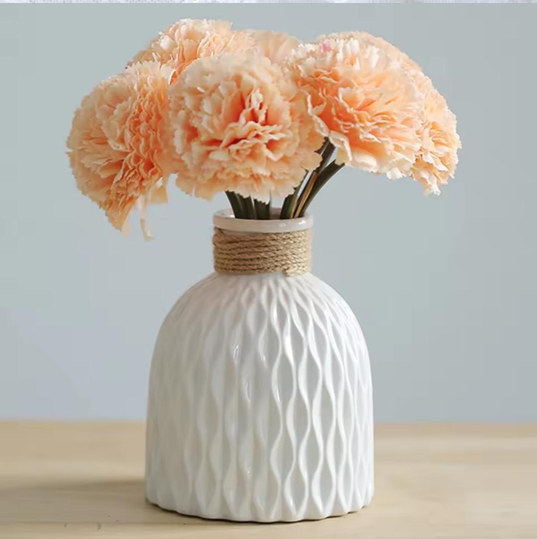 Modern Flower Vase Imitation Ceramic Flower Pot Decoration Home Plastic Vase Flower Arrangement Nordic Style Home Decoration.